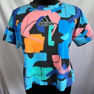 Adidas Geometric Multicolored Boxy Style Top Girls Sz 10-12